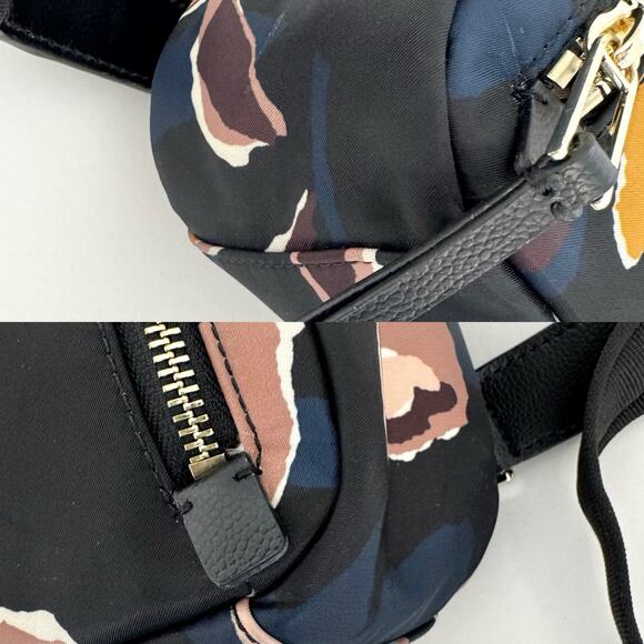 Kate Spade Dawn Paper Rose Medium Backpack Nylon Leather Trim in Black Floral - Picture 10 of 15